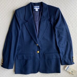 Vintage Pendleton Navy Wool Blazer Petite 12 NWT Gold Buttons USA Retro Preppy